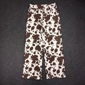 CALI 1850 Los Angeles Cow Print Wide Leg Jeans Womens Size 5 Brown‎ White